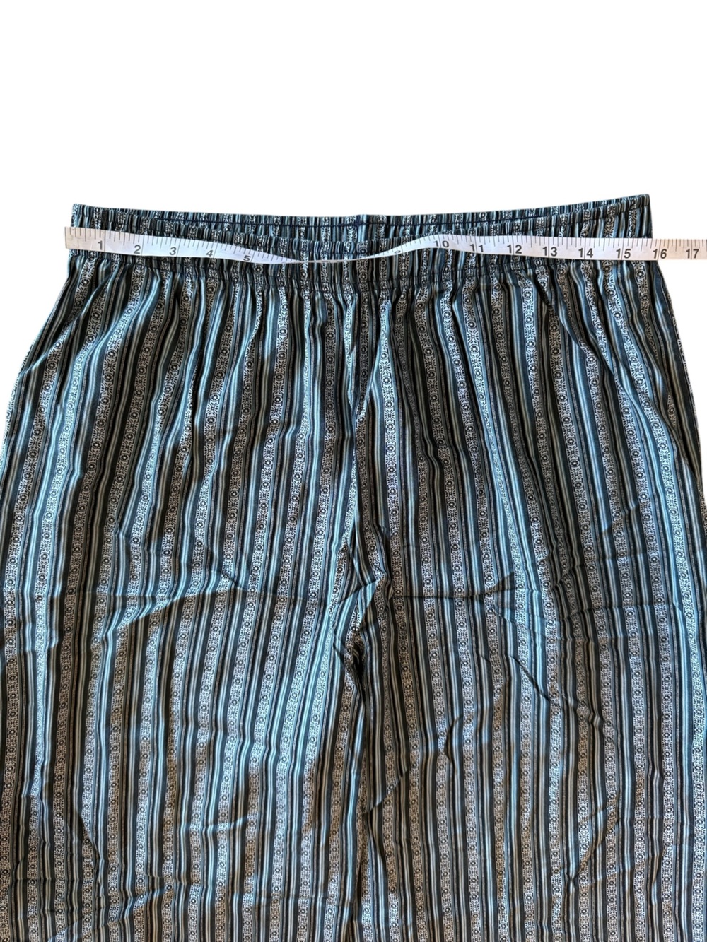 Liz Baker Navy Stripe Pattern Wide-Leg Pants - Picture 5 of 6